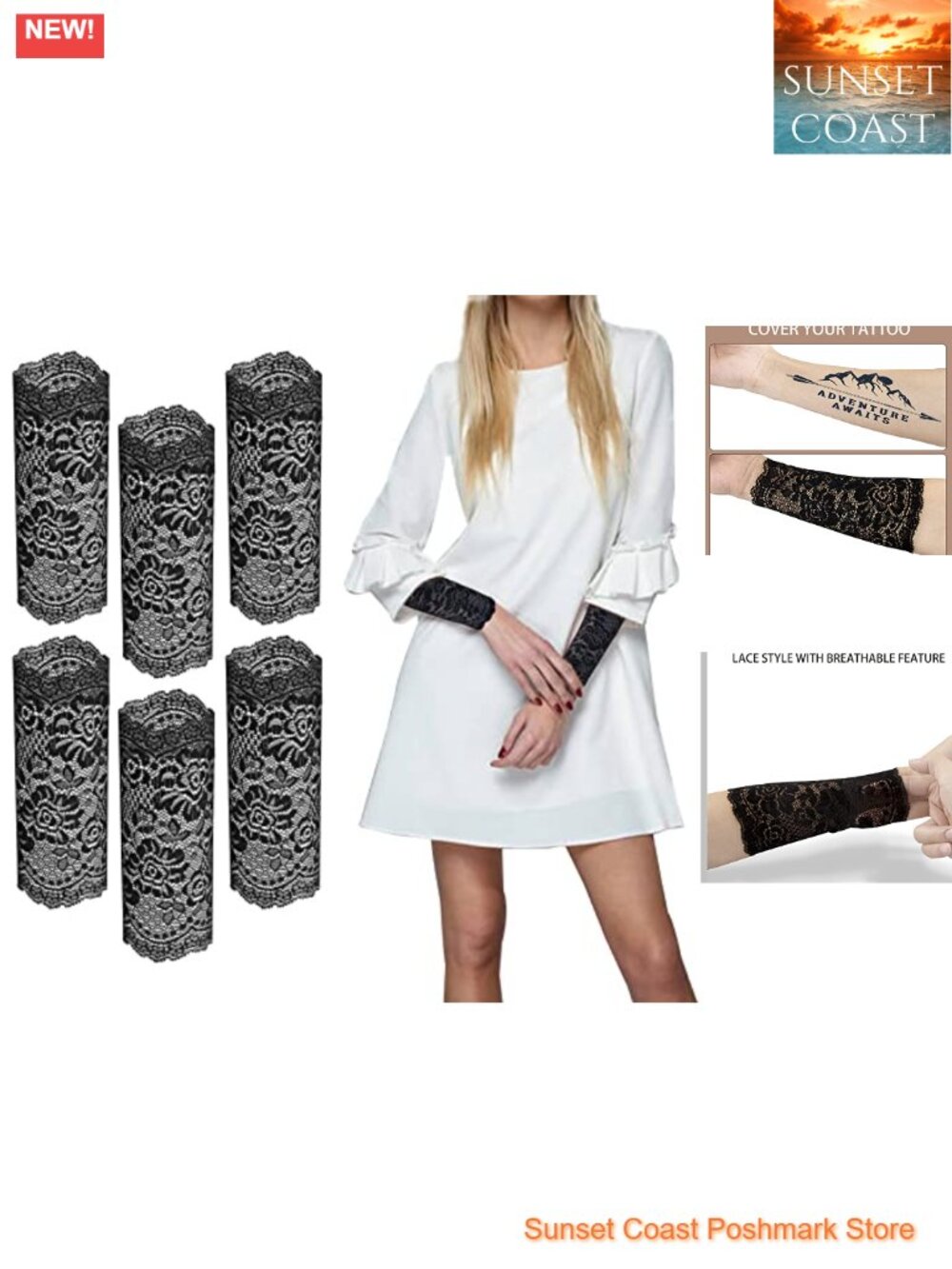 Women Lace Wrist Arm Cuff Bracelet Stretch Bands Sleeve